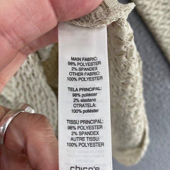 Chicos Top Womens 0 US Small Beige Textured Knit 3/4 Sleeves Pullover Stretch - Picture 6 of 10